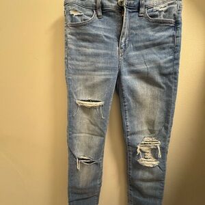 American Eagle Outfitters Light Blue Ripped Skinny Jeans